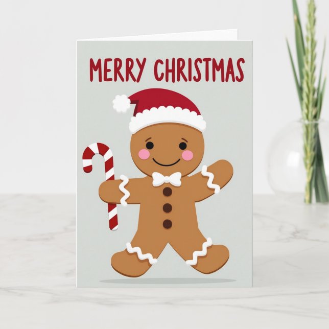 Tarjeta Merry Christmas Gingerbread Man Card (Anverso)