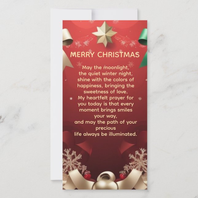 Tarjeta Merry Christmas Greeting Card with Festive Ribbons (Anverso)