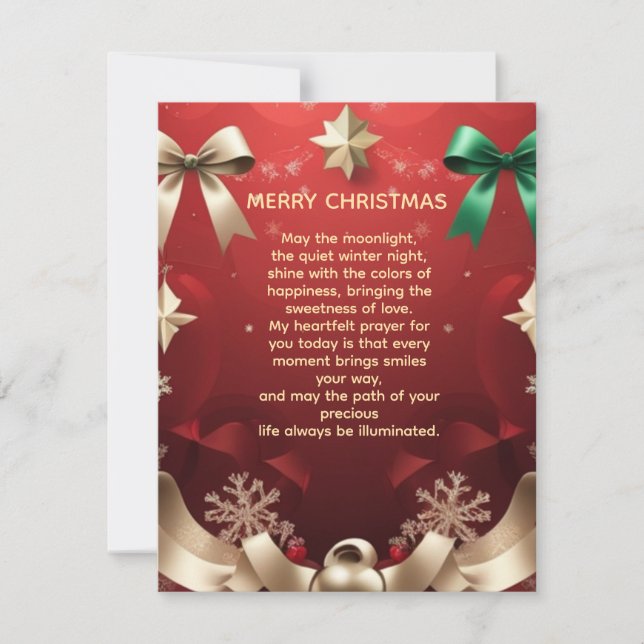 Tarjeta Merry Christmas Greeting Card with Festive Ribbons (Anverso)