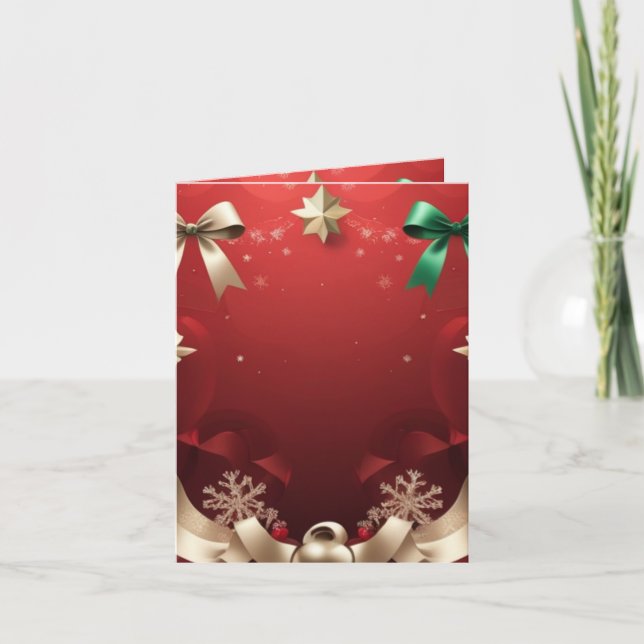 Tarjeta Merry Christmas Greeting Card with Festive Ribbons (Anverso)