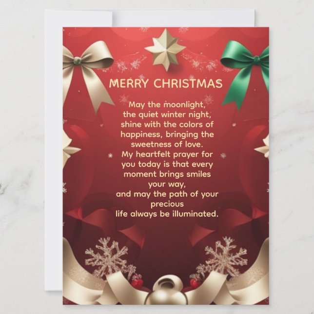 Tarjeta Merry Christmas Greeting Card with Festive Ribbons (Anverso)
