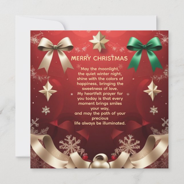 Tarjeta Merry Christmas Greeting Card with Festive Ribbons (Anverso)