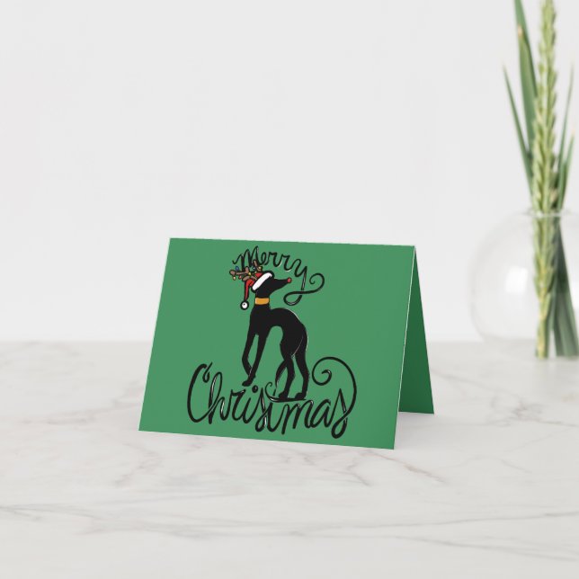 Tarjeta Merry Christmas Greyhound (Anverso)