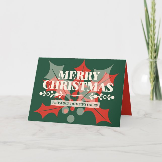 Tarjeta Merry Christmas Holly Berry Photo (Anverso)