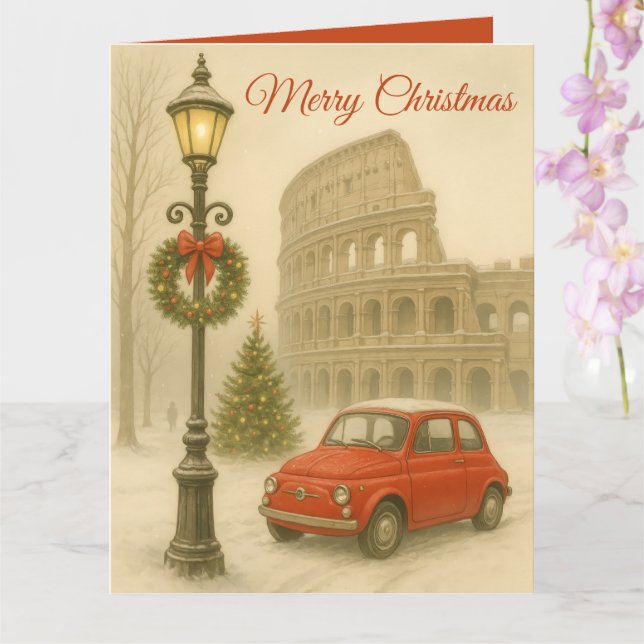 Tarjeta Merry Christmas in Rome Custom Holiday Card (Orquídea)