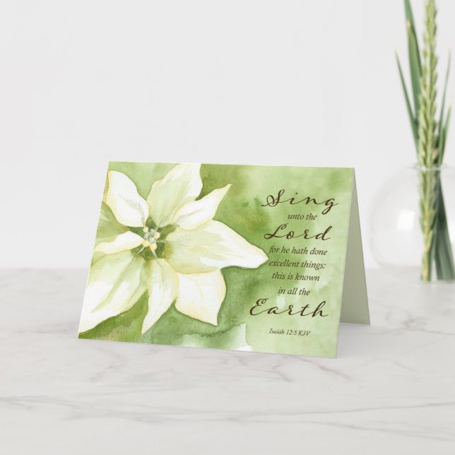 Tarjeta Merry Christmas Isaiah Bible Scripture Poinsettia (Anverso)