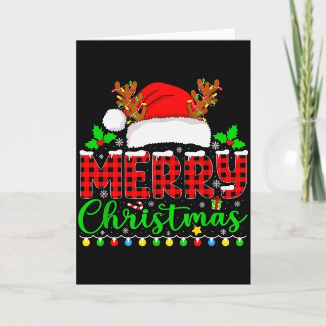 Tarjeta Merry Christmas Lights Funny Xmas Pjs Men Women Fa (Anverso)