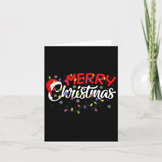 Tarjeta Merry Christmas Lights Xmas Family Funny Christmas (Anverso)