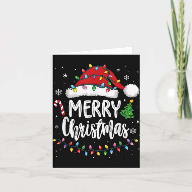 Tarjeta Merry Christmas Matching Family Lights Xmas Men Wo (Anverso)