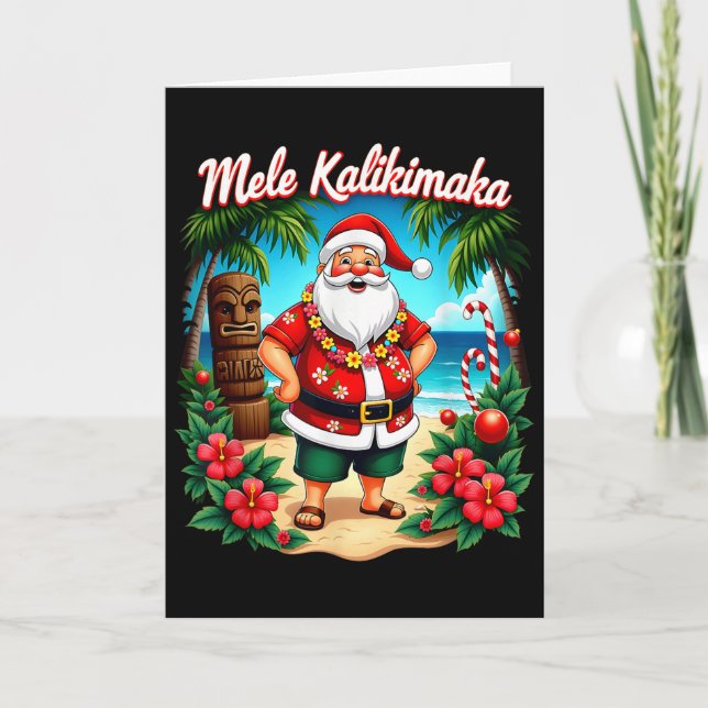 Tarjeta Merry Christmas Mele Kalikimaka Trocal Hawaiian Sa (Anverso)