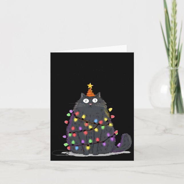 Tarjeta Merry Christmas Meowy Cats Tree Lovers Cute Catmas (Anverso)