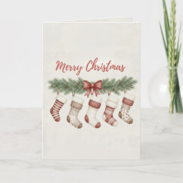 Tarjeta Merry Christmas Merry Stockings Card Cozy Hanging