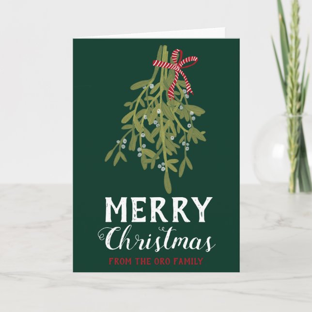 Tarjeta MERRY CHRISTMAS Mistletoe Custo Botánico Hecho A M (Anverso)