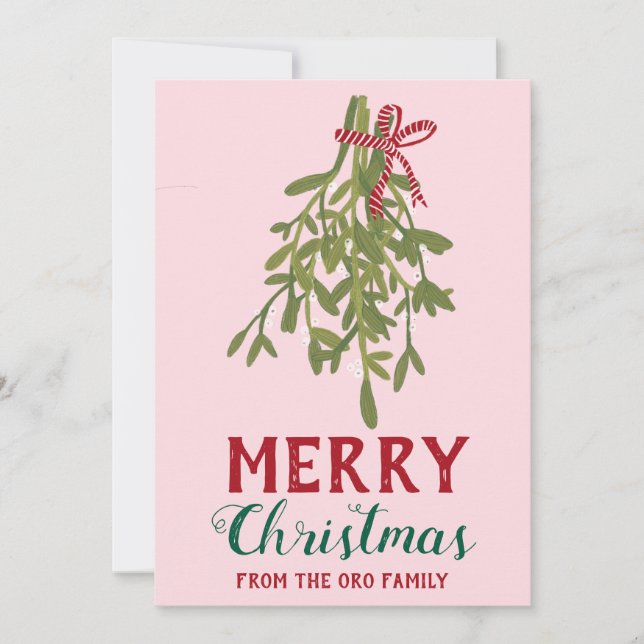 Tarjeta MERRY CHRISTMAS Mistletoe Custo Botánico Hecho A M (Anverso)
