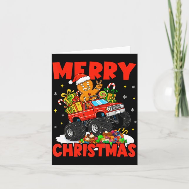 Tarjeta Merry Christmas Monster Truck Funny Gingerbread Me (Anverso)
