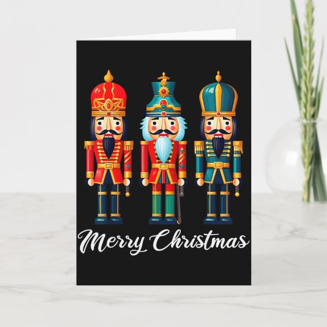 Tarjeta Merry Christmas Nutcracker Ballet Festive Xmas Men (Anverso)