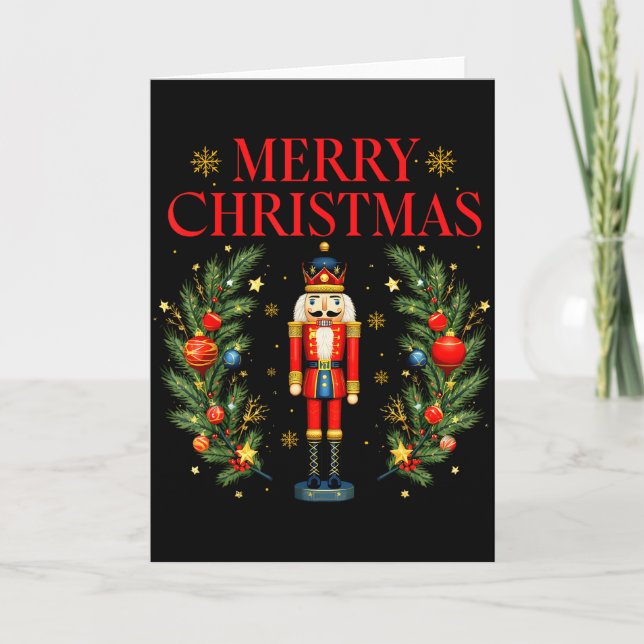 Tarjeta Merry Christmas Nutcracker Ballet Festive Xmas Men (Anverso)