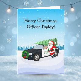 Tarjeta Merry Christmas Officer Daddy Santa With Cop Car