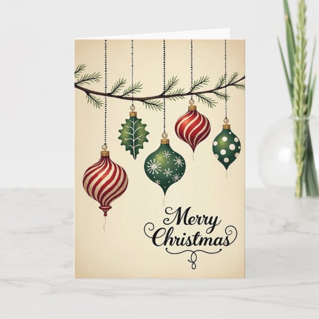 Tarjeta Merry Christmas Ornaments Greeting Card (Anverso)