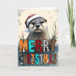 Tarjeta Merry Christmas Otter