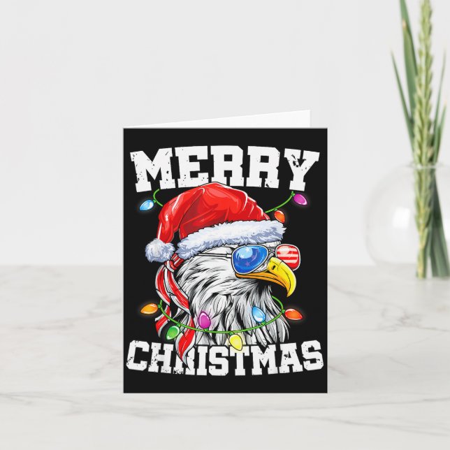 Tarjeta Merry Christmas Patriotic Usa Patriotic Santa Bald (Anverso)