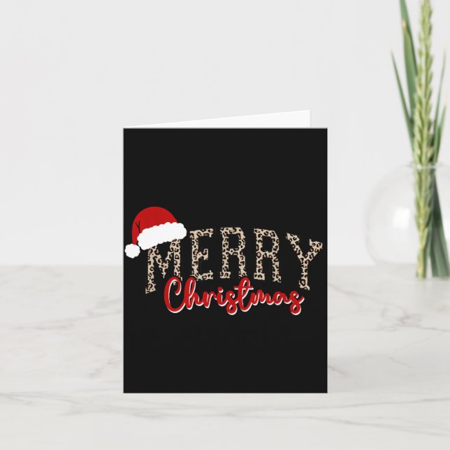 Tarjeta Merry Christmas Pattern Xmas Leopard Family Cute W (Anverso)