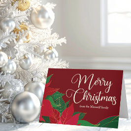 Tarjeta Merry Christmas Poinsettia Elegant Red Personaliza