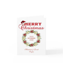 Merry Christmas Poinsettia Wreath Monograma