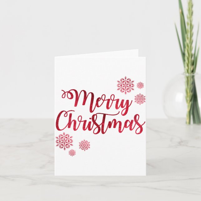 Tarjeta Merry Christmas Red Snowflake Tygraphy  (Anverso)