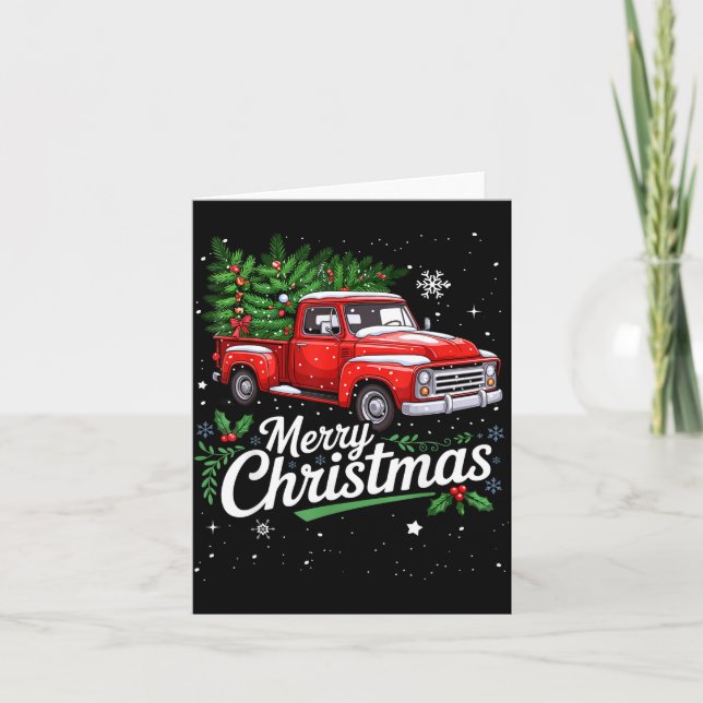 Tarjeta Merry Christmas Red Truck Family Matching Christma (Anverso)