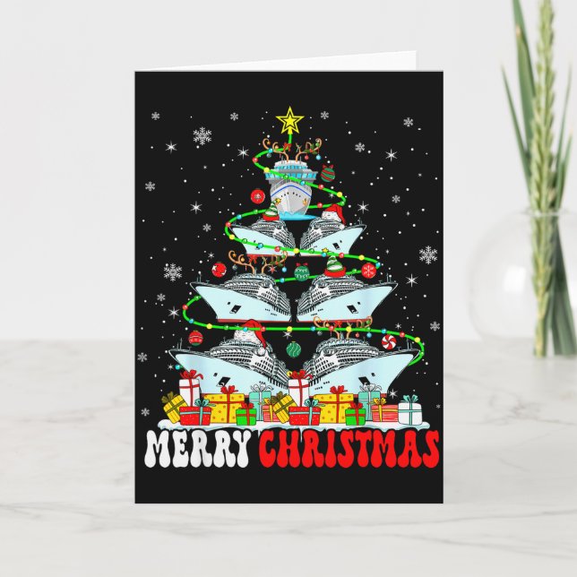 Tarjeta Merry Christmas Reindeer Elf Santa Cruise Ships Xm (Anverso)