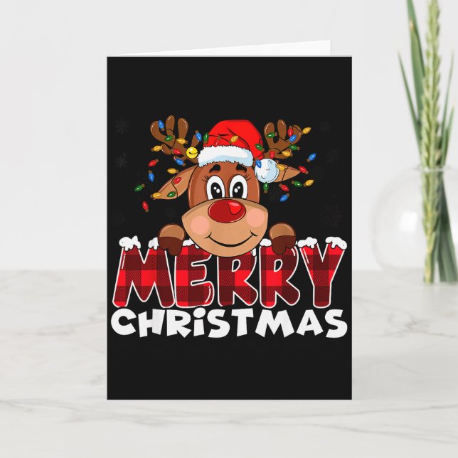 Tarjeta Merry Christmas Reindeer Men Women Family Matching (Anverso)