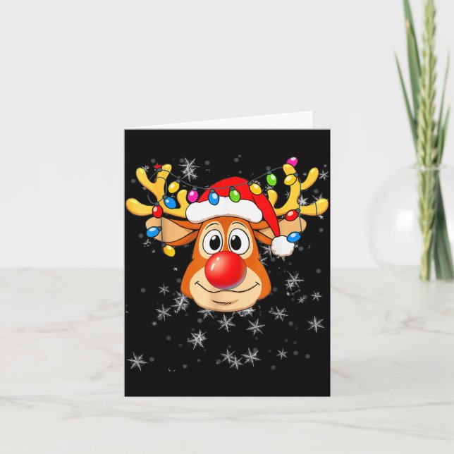 Tarjeta Merry Christmas Reindeer Xmas Santa Claus Men Wome (Anverso)