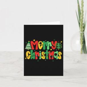 Tarjeta Merry Christmas Retro Ilumina Árboles Hombres Muje