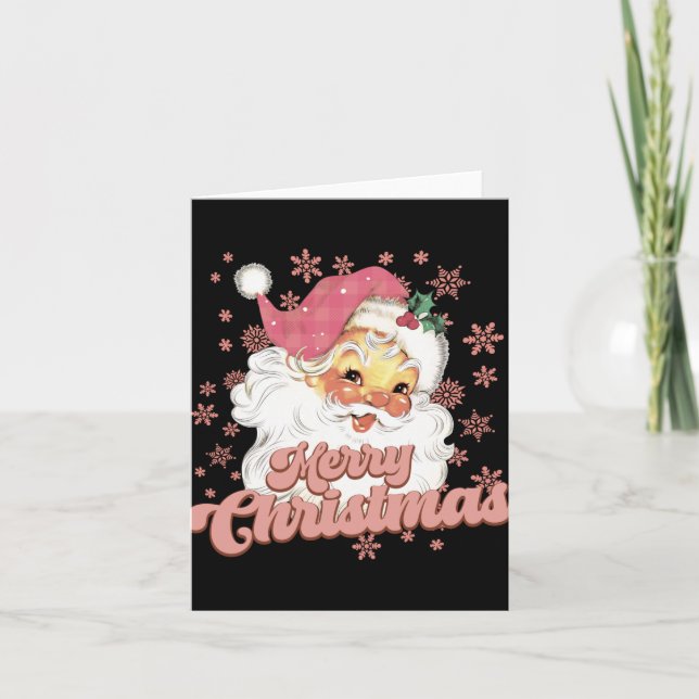 Tarjeta Merry Christmas Retro Tygraphy Santa Nk Hat T Shir (Anverso)