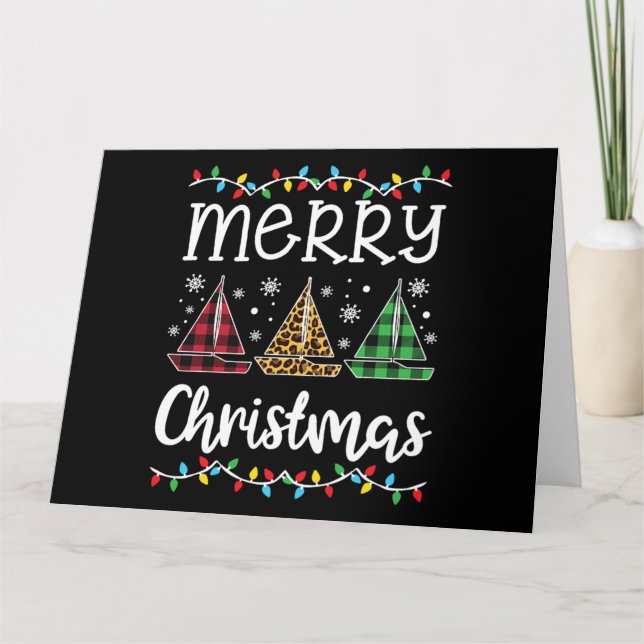 Tarjeta Merry Christmas Sailboat Sailing Lover Xmas Gift (Anverso)