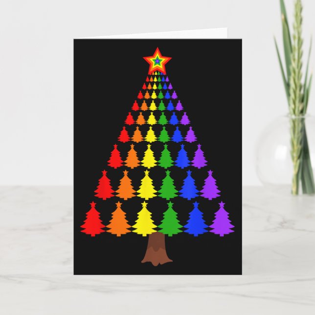 Tarjeta Merry Christmas Santa Human Lgbt Gay Pride Flag Xm (Anverso)