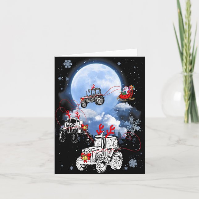 Tarjeta Merry Christmas Santa Ride Truck Sleigh Xmas Paj T (Anverso)