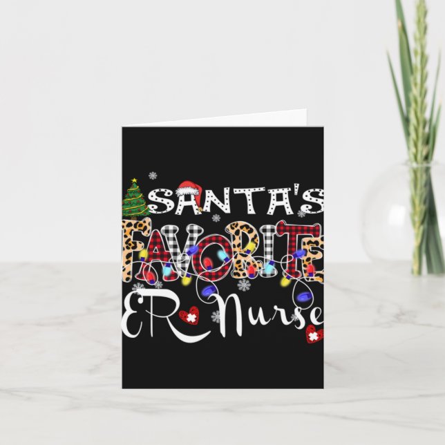 Tarjeta Merry Christmas Santa S Favorite Er Nurse Xmas Lig (Anverso)