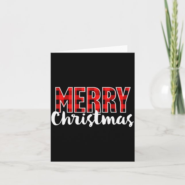 Tarjeta Merry Christmas Shirt Women Men Kids Red Buffalo P (Anverso)