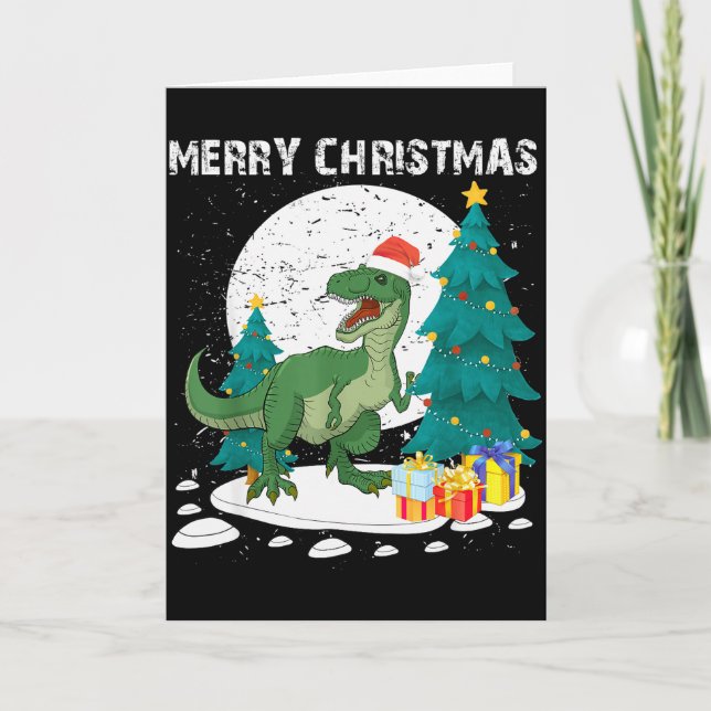 Tarjeta Merry Christmas Shirts For Women Xmas Santa T Rex  (Anverso)