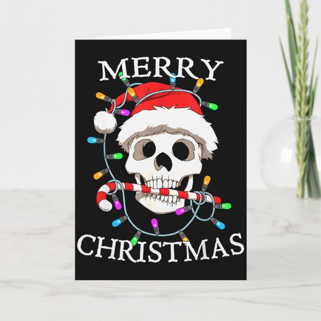 Tarjeta Merry Christmas Skull Skeleton Men Women  (Anverso)