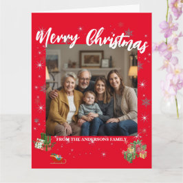 Tarjeta Merry Christmas Snowflake Photo Personal Family N