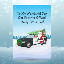 Tarjeta Merry Christmas Son Police Officer Santa Cop Car