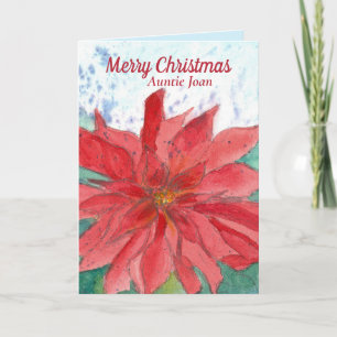 Tarjeta Merry Christmas Tía Custom Name Poinsettia