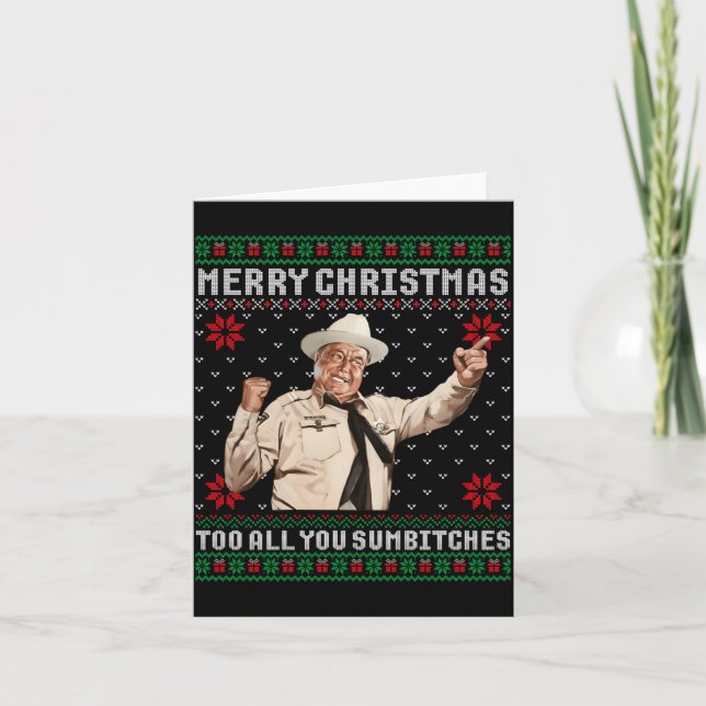 Tarjeta Merry Christmas To All You Sumes Ugly Sweater Vint (Anverso)
