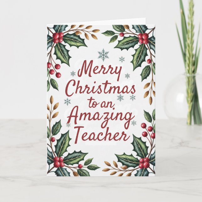 Tarjeta Merry Christmas to an Amazing Teacher (Anverso)