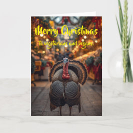 Tarjeta Merry Christmas to vegetarians and vegans.