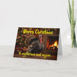 Tarjeta Merry Christmas to vegetarians and vegans.