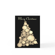 Merry Christmas Tree Black Holiday Card